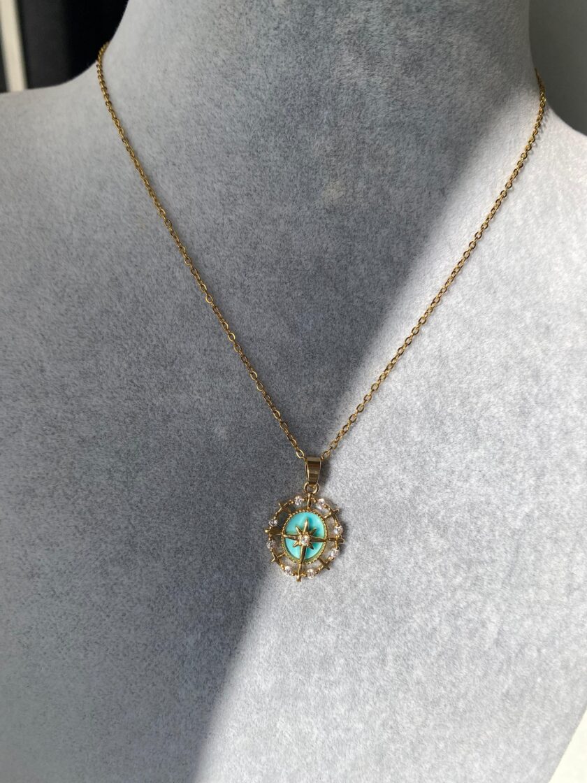 VIP Gold Mavi Yıldız Kolye (50cm) - Görsel 4