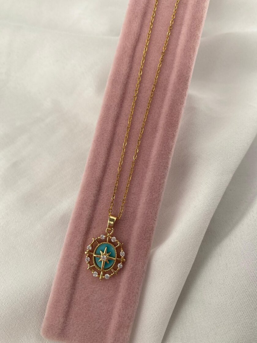VIP Gold Mavi Yıldız Kolye (50cm) - Görsel 2