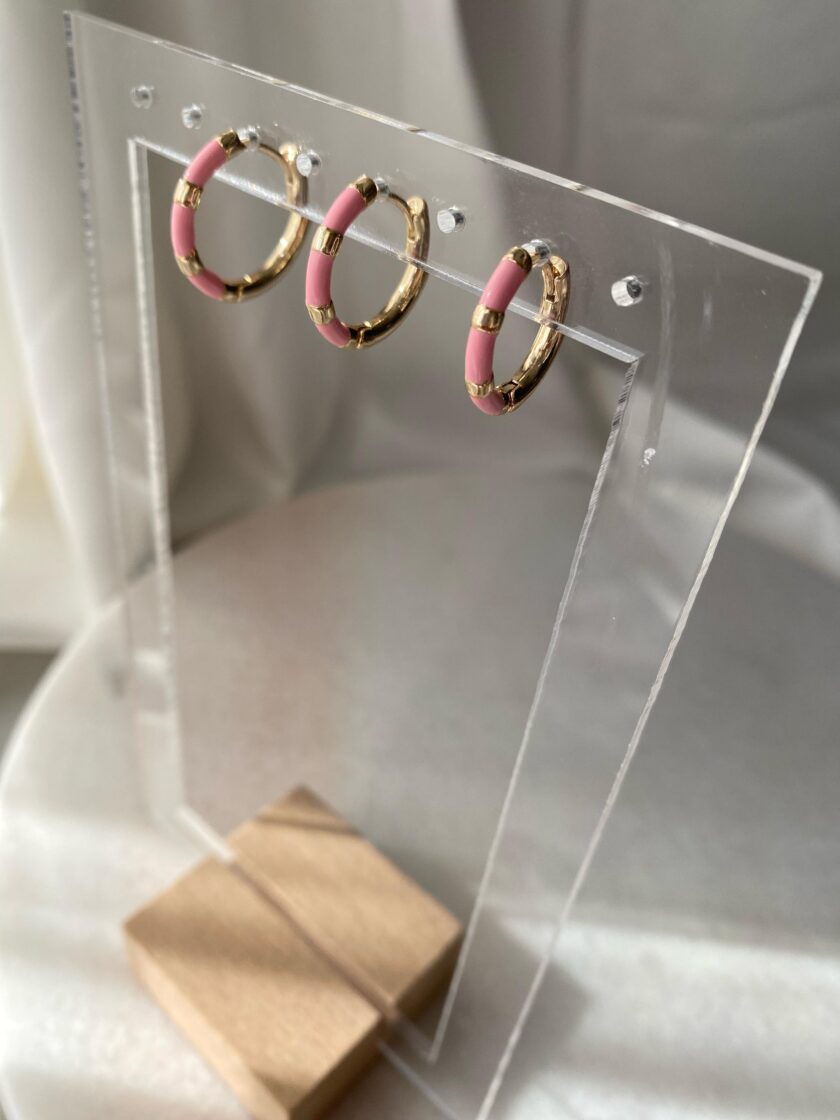 Çelik 3lü Set Pembe Küpe - Görsel 5