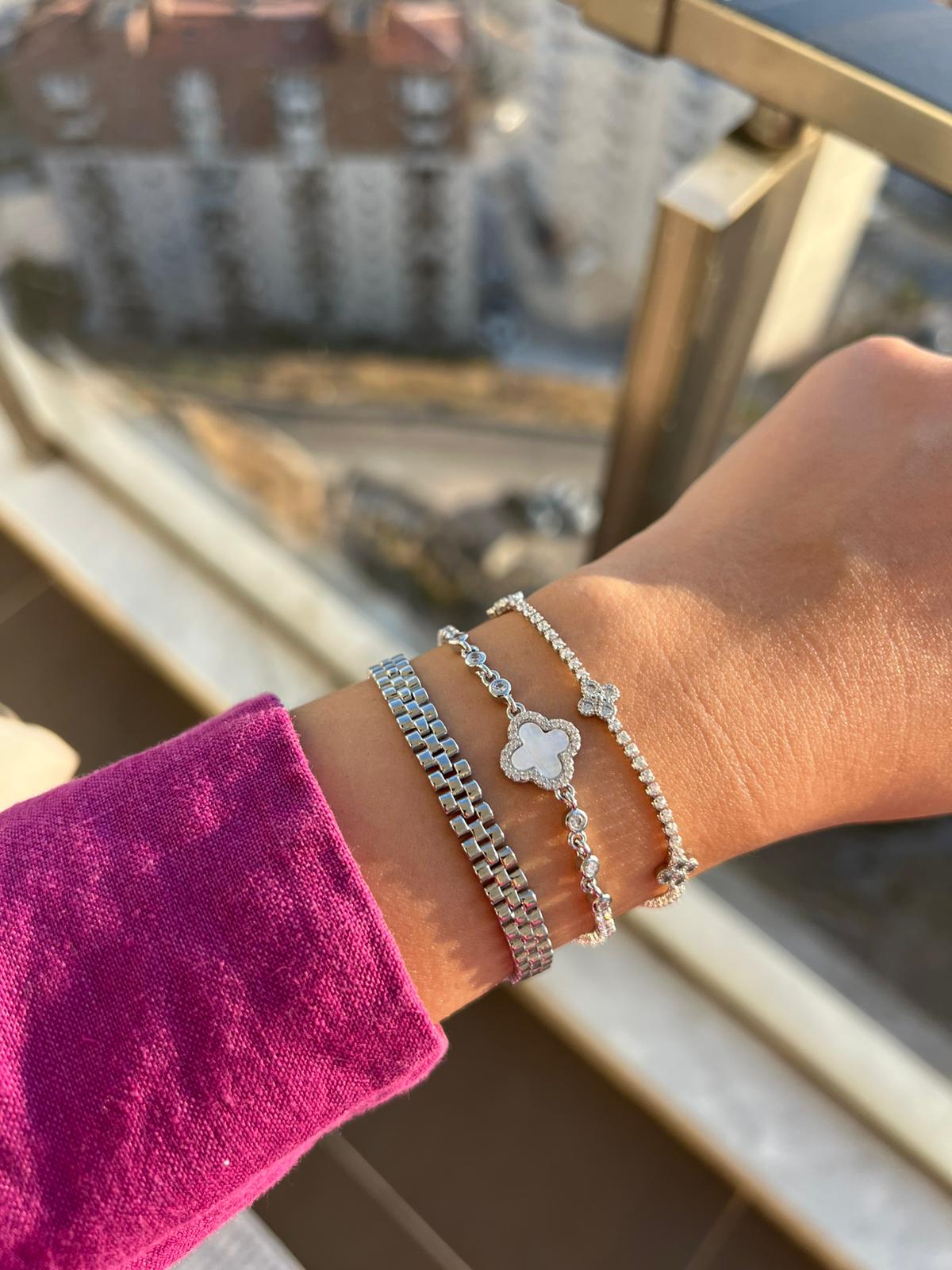 Çelik Gümüş Zincir Bileklik - Görsel 2