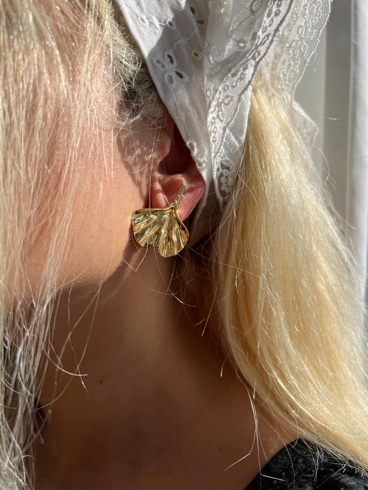 Çelik Gold Yelpaze Küpe - Görsel 2