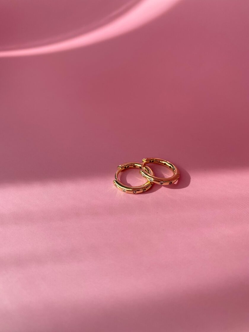 VIP 14K Taşlı Halka Küpe(15mm) - Görsel 2