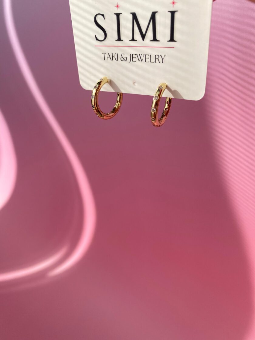 VIP 14K Taşlı Halka Küpe(15mm) - Görsel 3