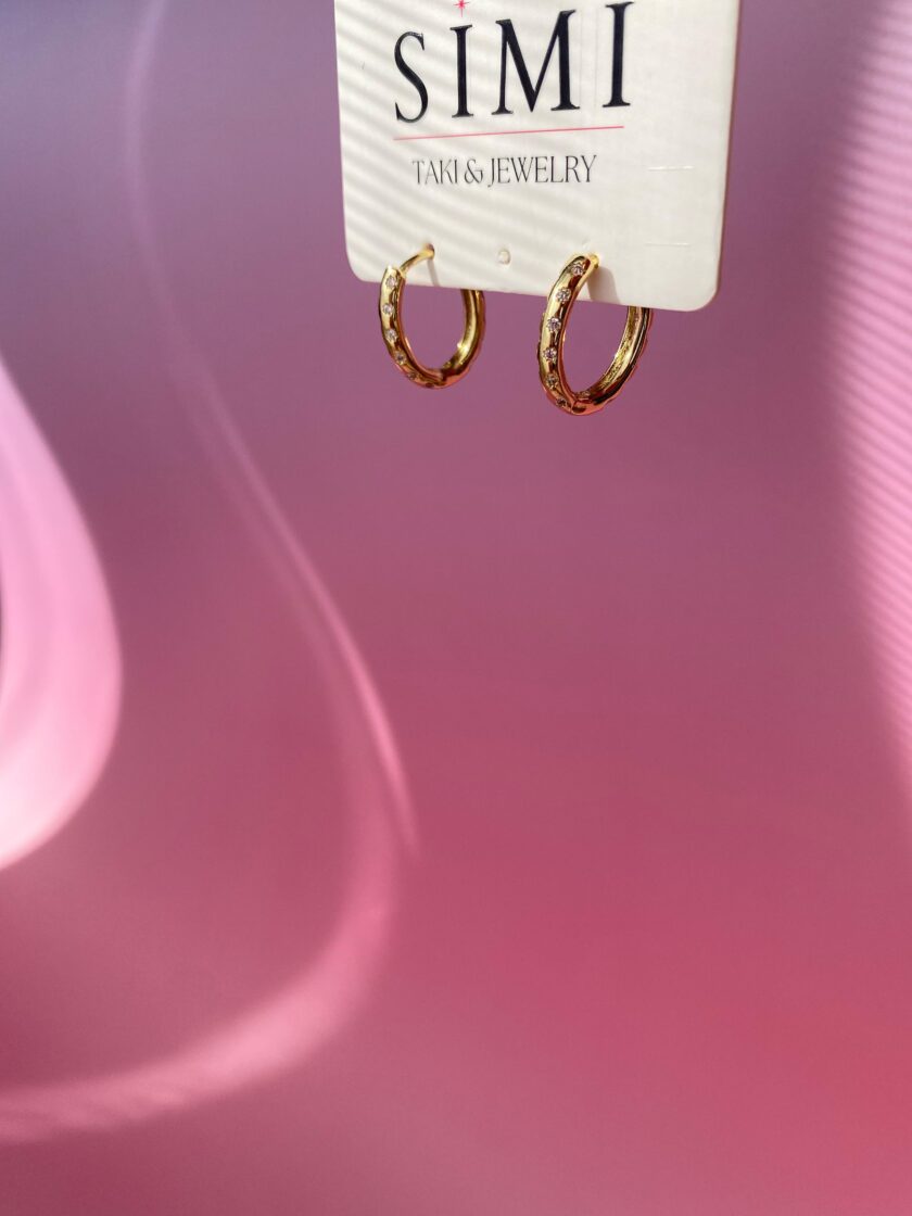 VIP 14K Taşlı Elips Küpe(15mm) - Görsel 4