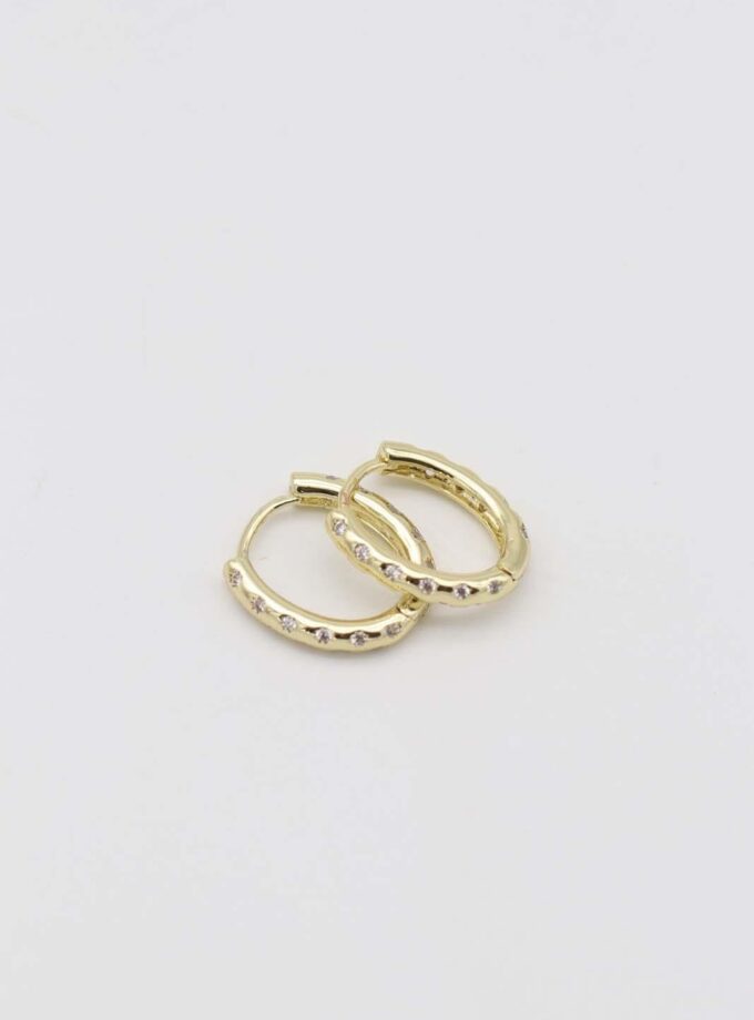 VIP 14K Taşlı Elips Küpe(15mm)
