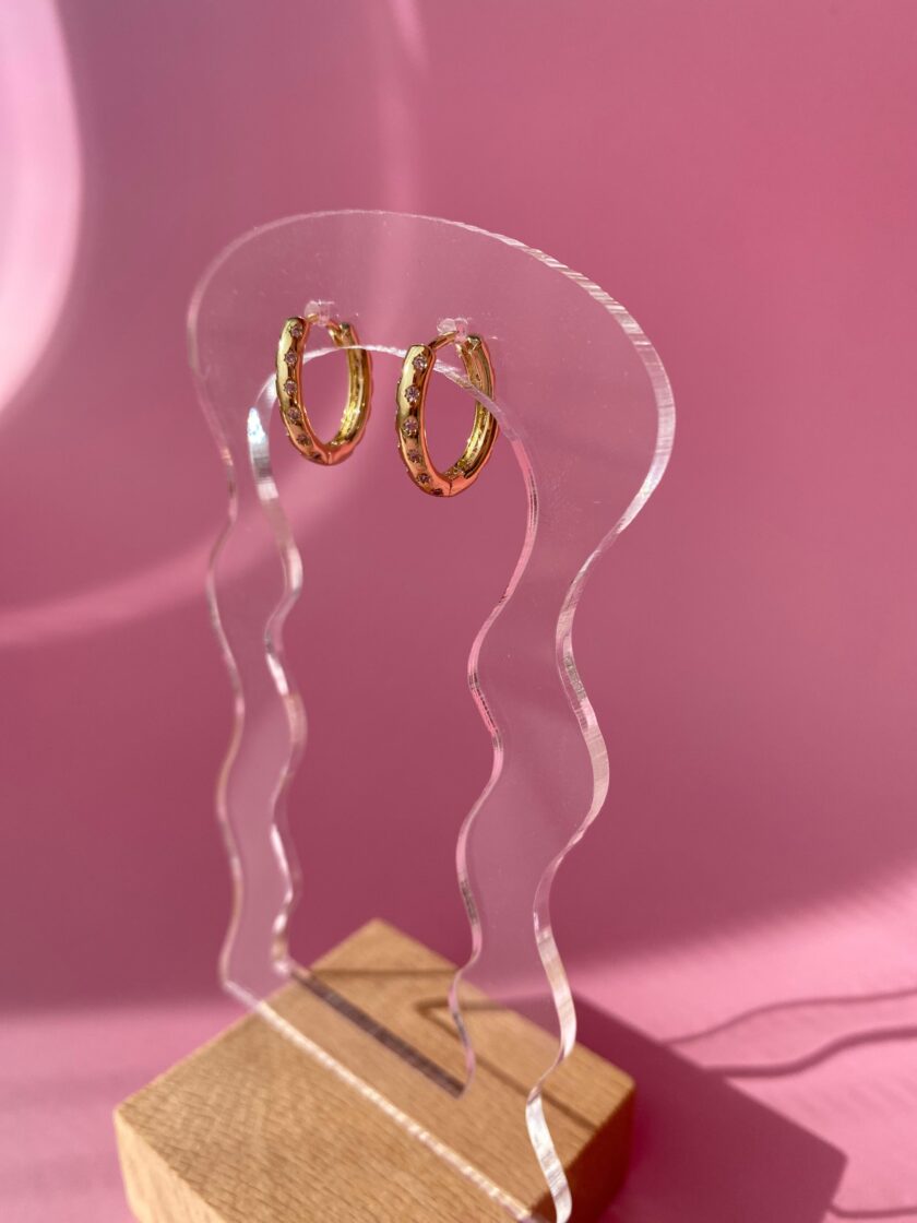 VIP 14K Taşlı Elips Küpe(15mm) - Görsel 5