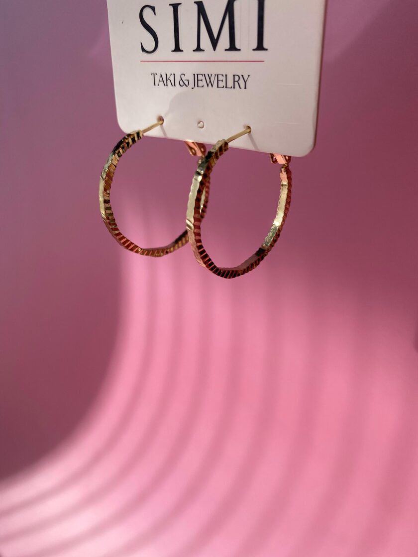 VIP 14k Gold Tırtıklı Halka Küpe (30mm) - Görsel 4