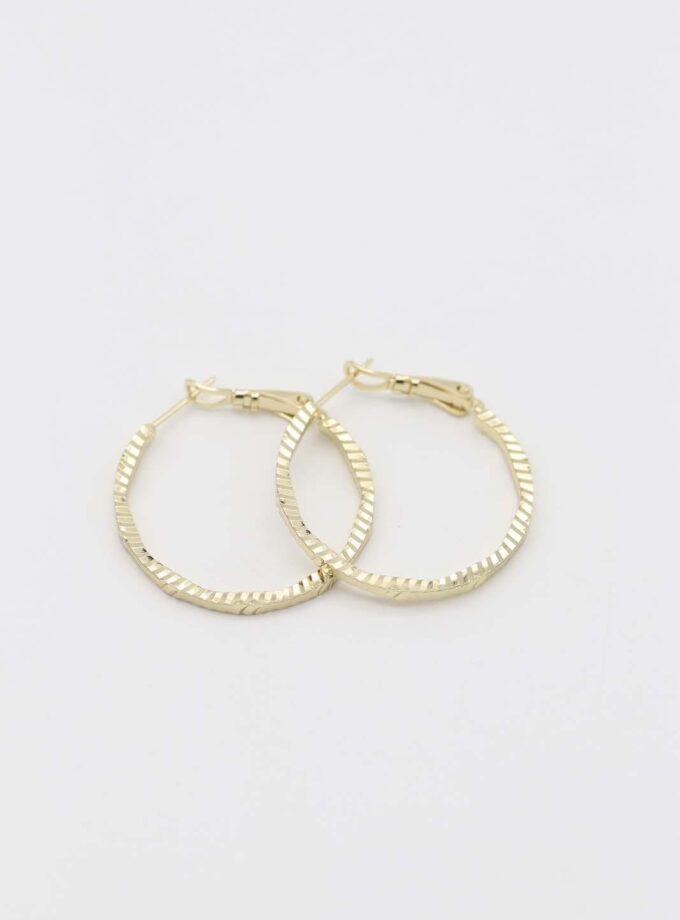 VIP 14k Gold Tırtıklı Halka Küpe (30mm)