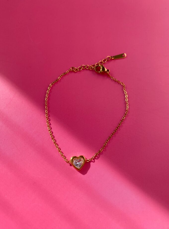 Çelik Vintage Gold Kalp Bileklik