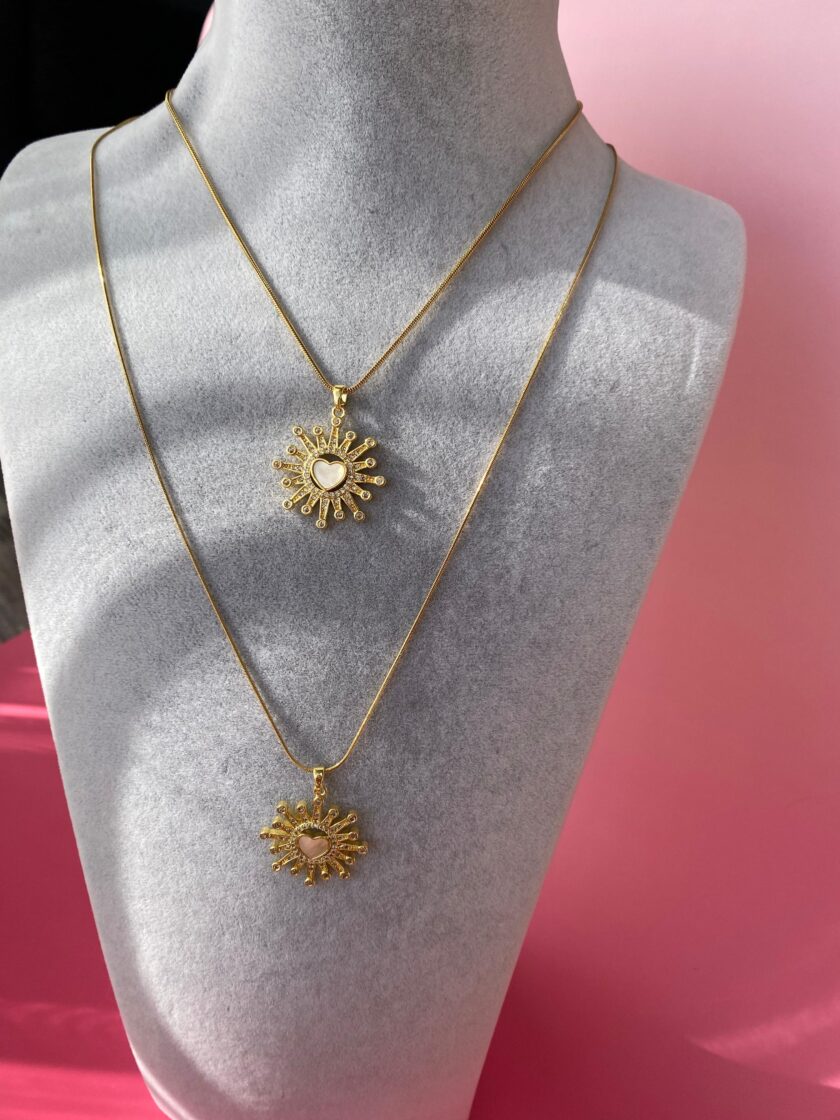 Çelik Gold Taşlı Kalp Kolye - Görsel 4