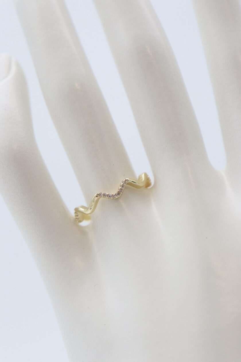 Çelik Gold ZigZag Ayarlanabilir Yüzük