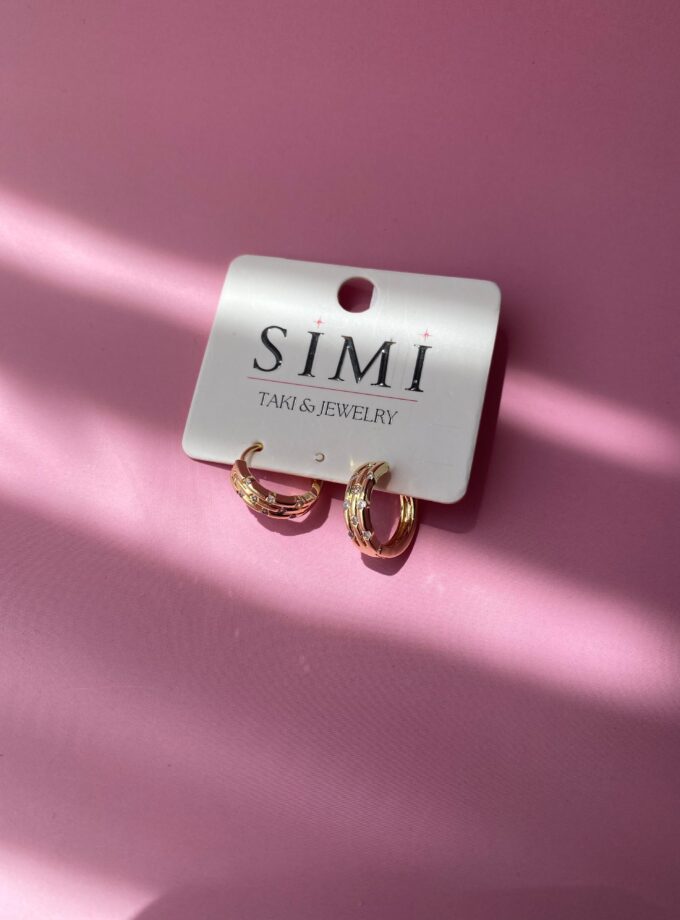 VIP Taşlı Minik Gold Halka Küpe