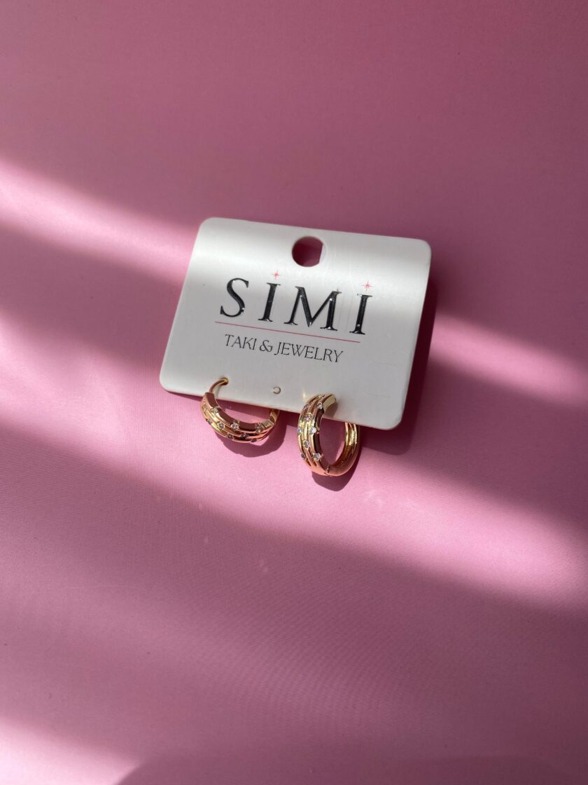 VIP Taşlı Minik Gold Halka Küpe