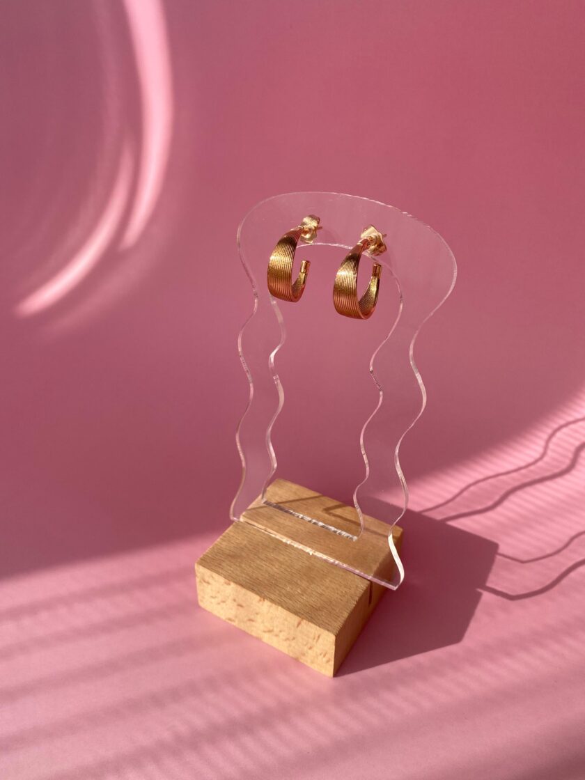 VIP Rose Gold Yarım Halka Küpe - Görsel 4