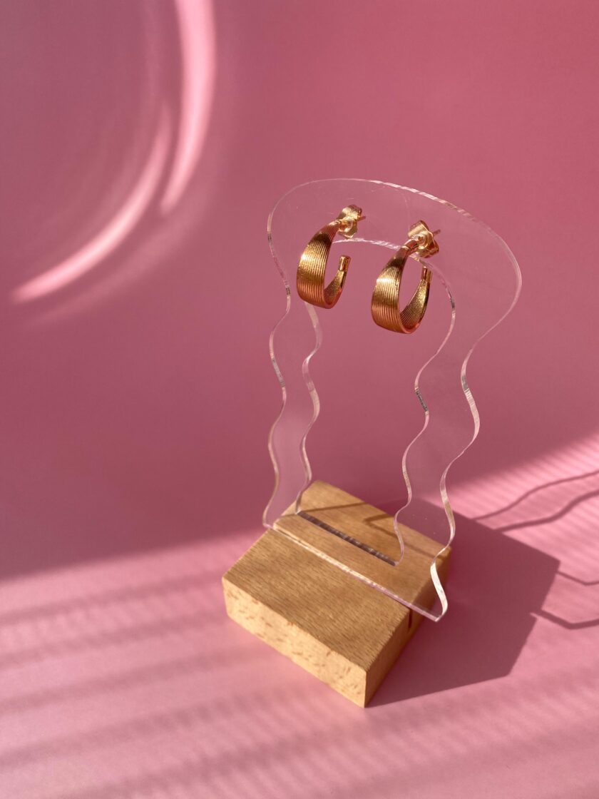 VIP Rose Gold Yarım Halka Küpe - Görsel 5