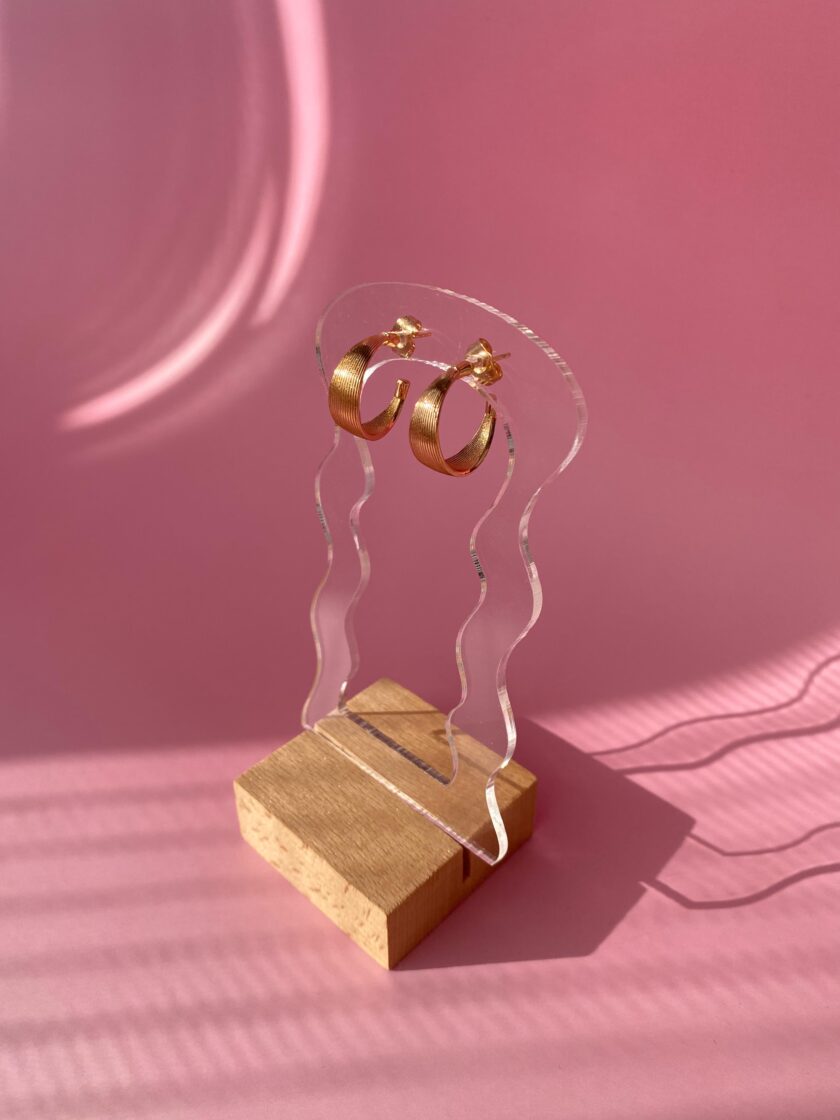 VIP Rose Gold Yarım Halka Küpe - Görsel 6