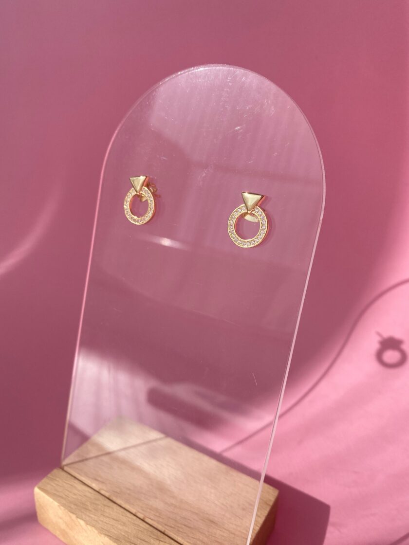 Vip Gold Minik Taşlı küpe - Görsel 4