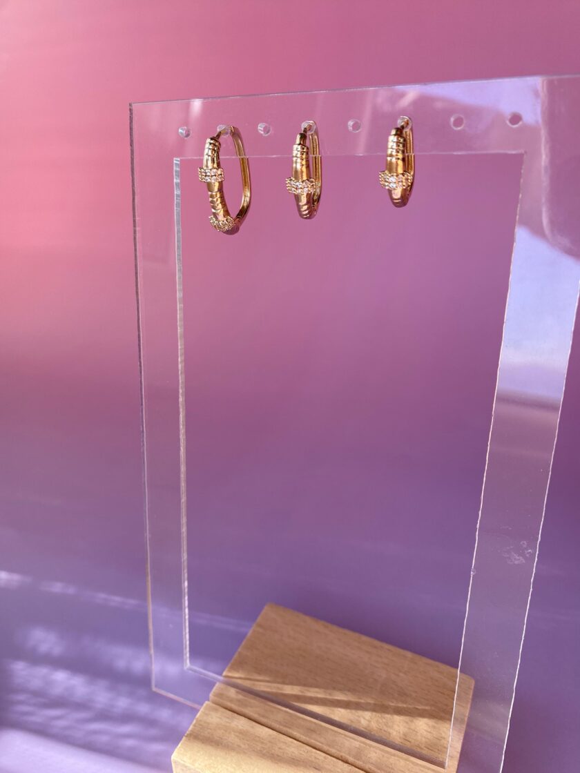 Çelik Dikdörtgen Model Set Küpe - Görsel 4