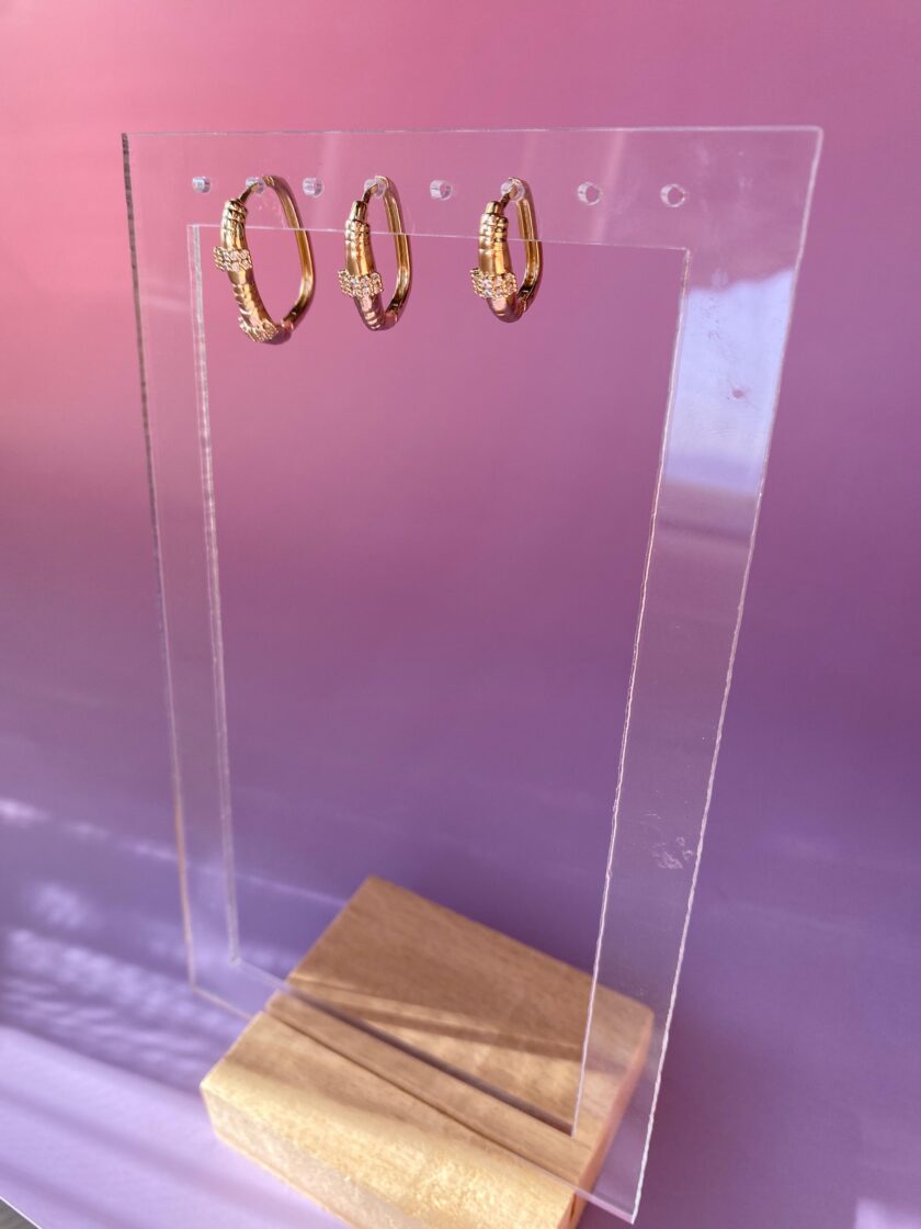 Çelik Dikdörtgen Model Set Küpe - Görsel 5