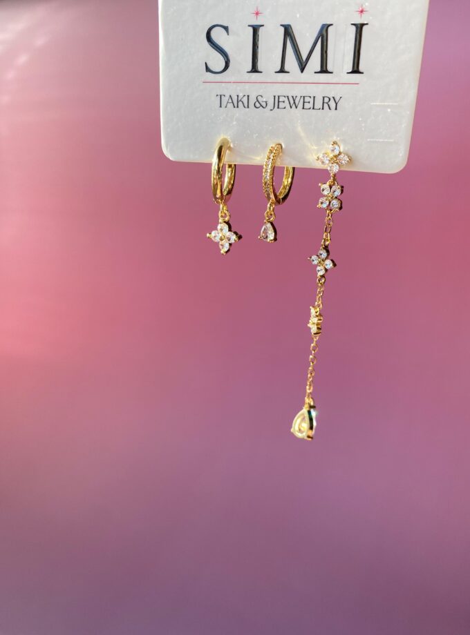 Çelik Gold Uzun Sallantılı Set küpe