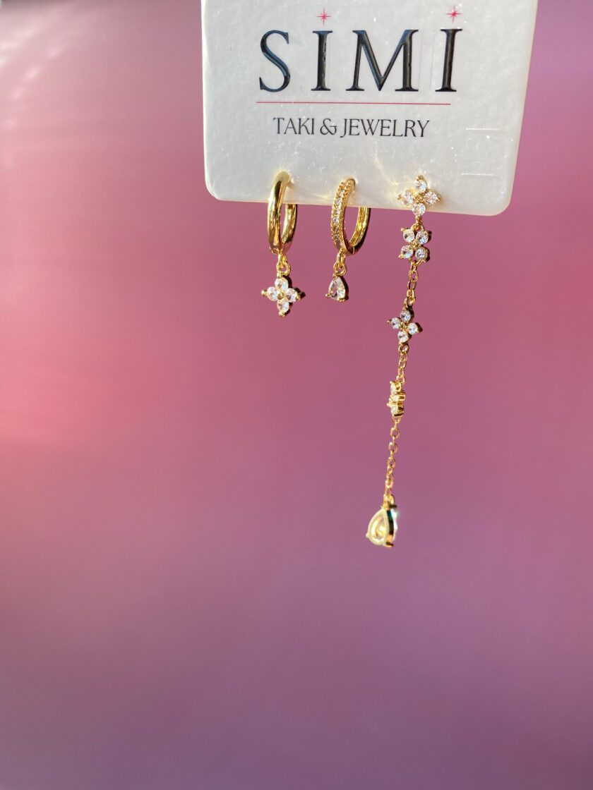 Çelik Gold Uzun Sallantılı Set küpe