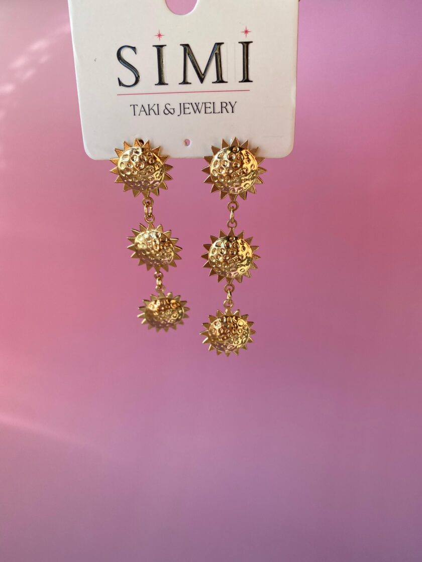 Uzun Sallantılı Gold Küpe - Görsel 2