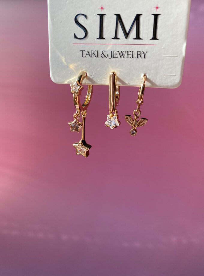Çelik Taşlı Yıldız Set Küpe
