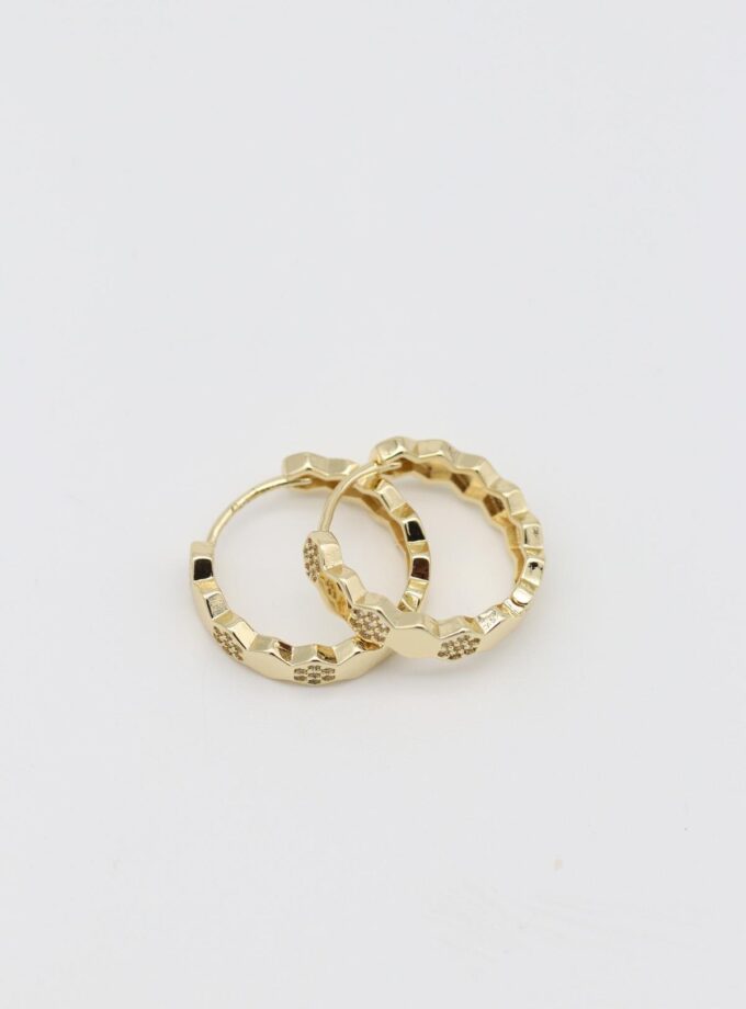 VIP Petek Taşlı Küpe (20mm)