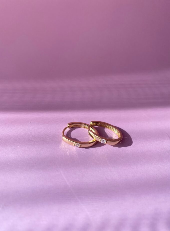 VIP Tek Taş Gold Küpe