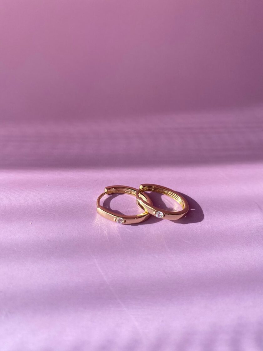 VIP Tek Taş Gold Küpe