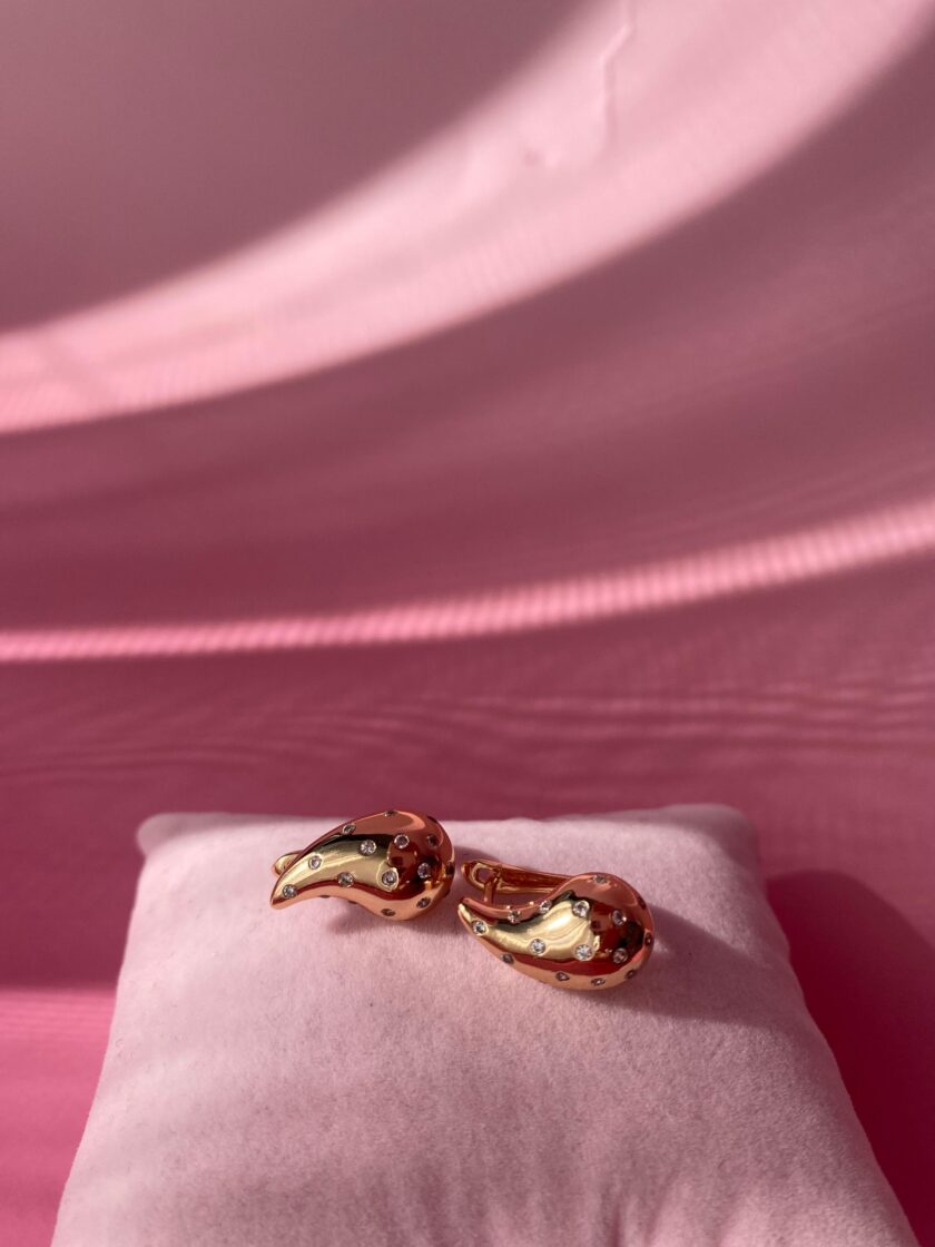 VIP Taşlı Rose Damla Küpe(17mm) - Görsel 3
