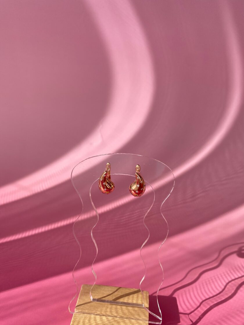 VIP Taşlı Rose Damla Küpe(17mm) - Görsel 5