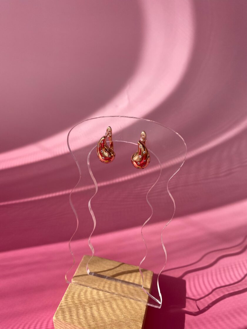 VIP Taşlı Rose Damla Küpe(17mm) - Görsel 6