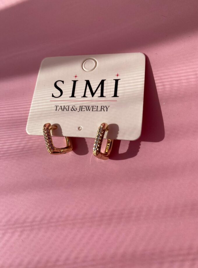VIP Dikdörtgen Model Taşlı Mini Küpe