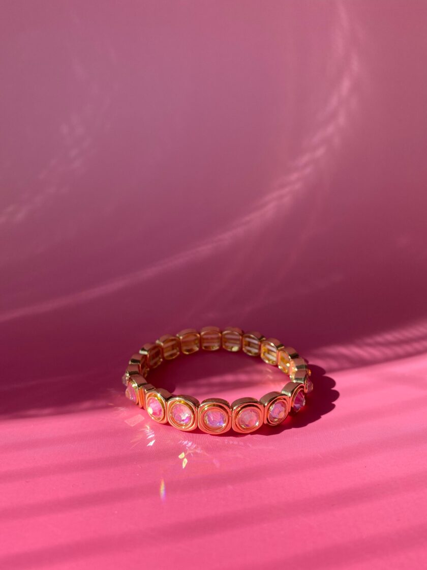 VIP Pembe Yansıma Taşlı Lastik Bileklik - Görsel 3