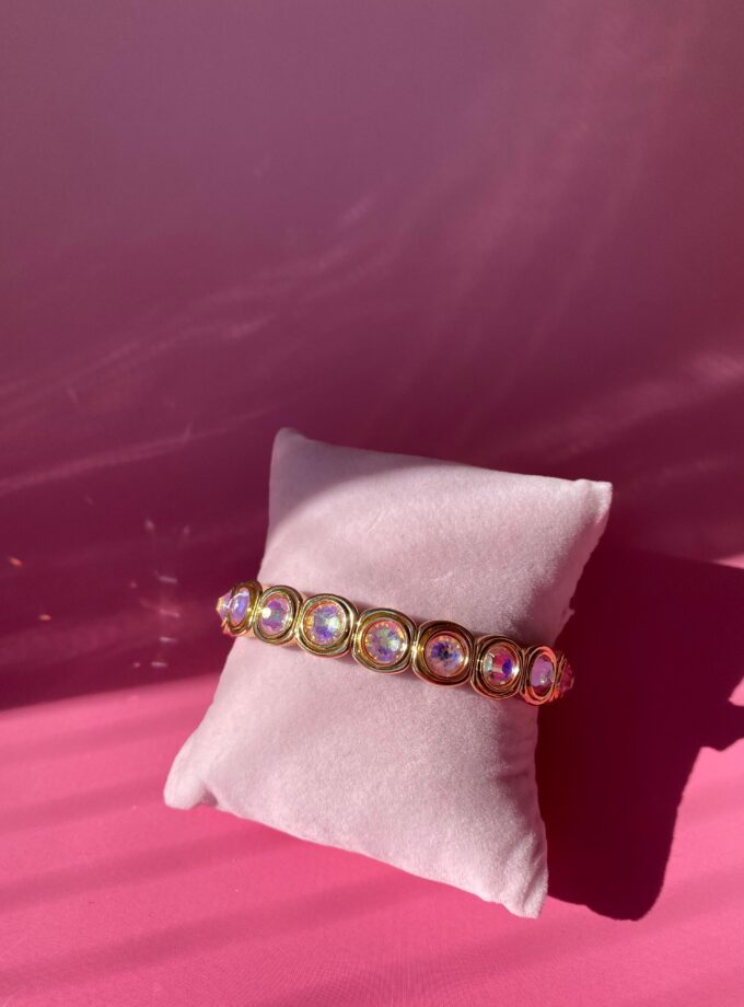 VIP Pembe Yansıma Taşlı Lastik Bileklik