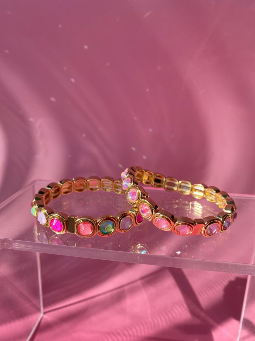 VIP Pembe Yansıma Taşlı Lastik Bileklik - Görsel 5