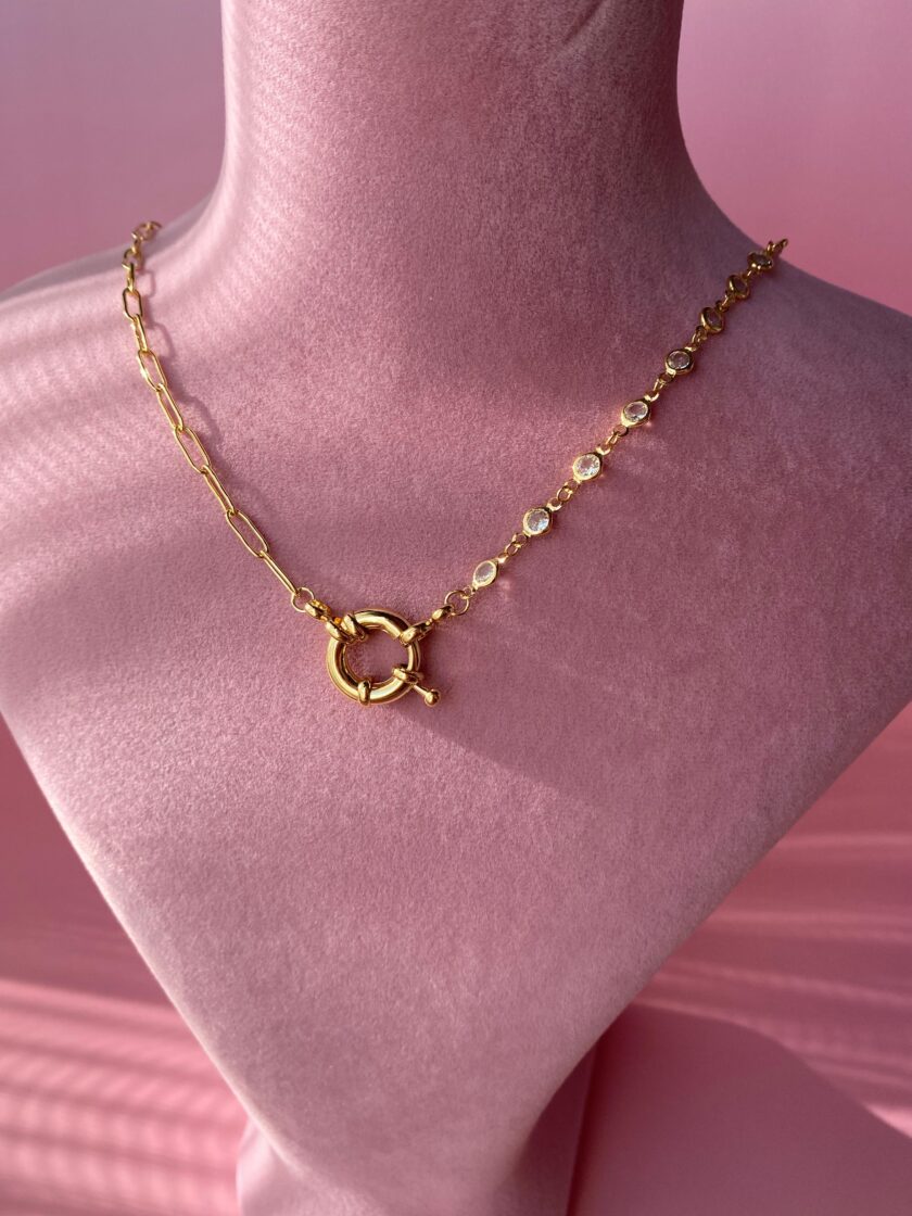 VIP Gold Zincirli Taşlı Model Kolye - Görsel 7