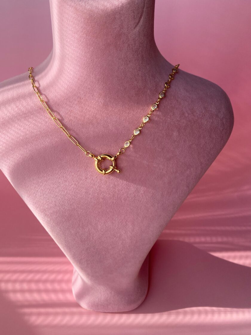 VIP Gold Zincirli Taşlı Model Kolye - Görsel 6