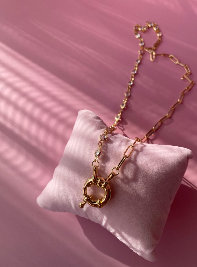 VIP Gold Zincirli Taşlı Model Kolye