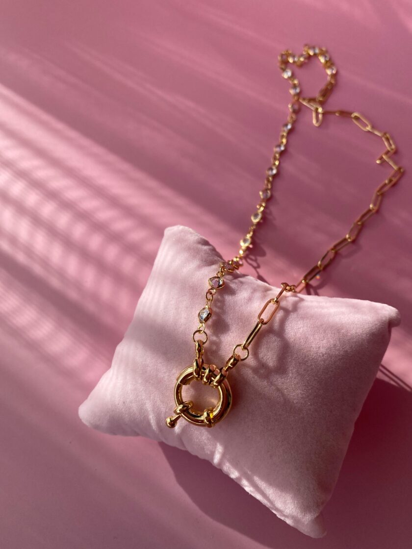 VIP Gold Zincirli Taşlı Model Kolye