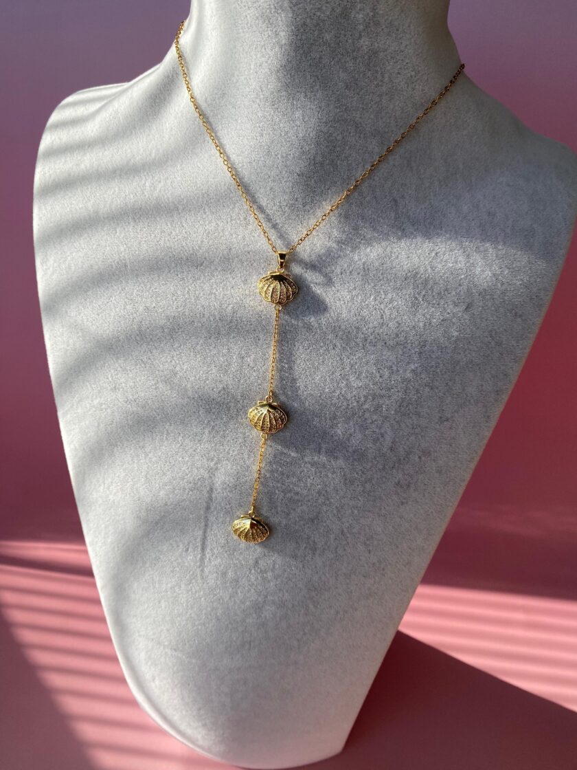 Çelik Deniz Kabuğu Gold Model Y Kolye - Görsel 4