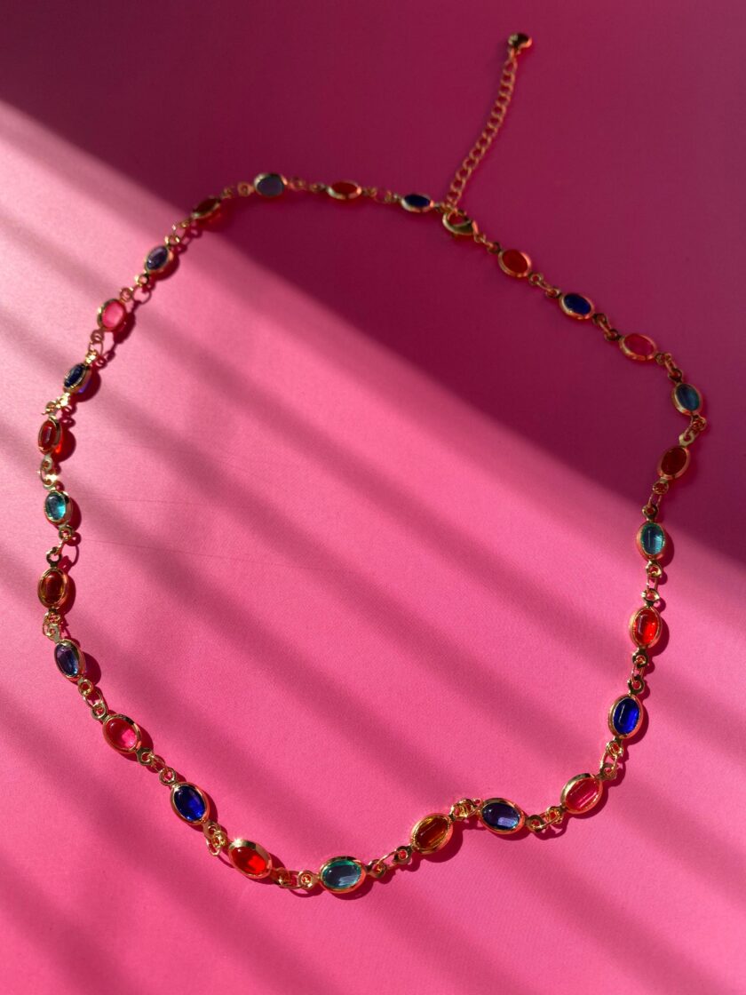 VIP Renkli Taşlı Choker Kolye - Görsel 4