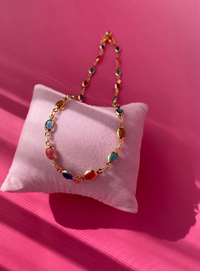 VIP Renkli Taşlı Choker Kolye