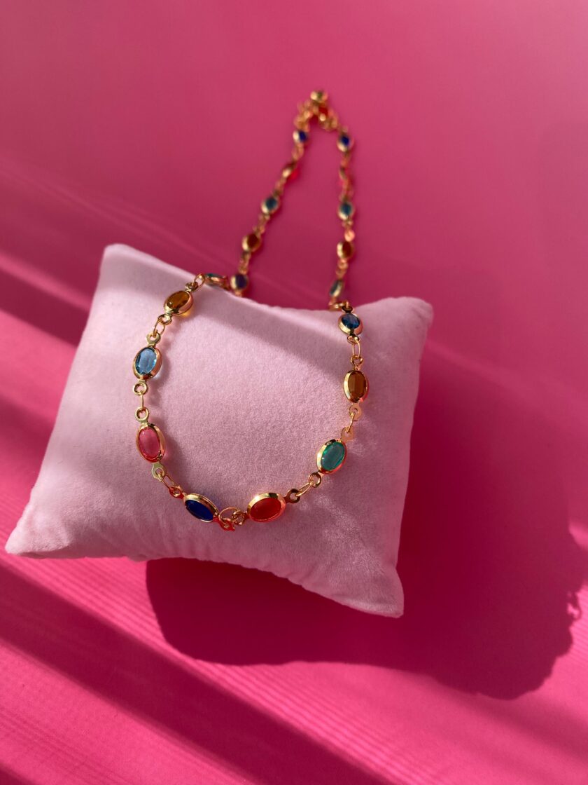 VIP Renkli Taşlı Choker Kolye