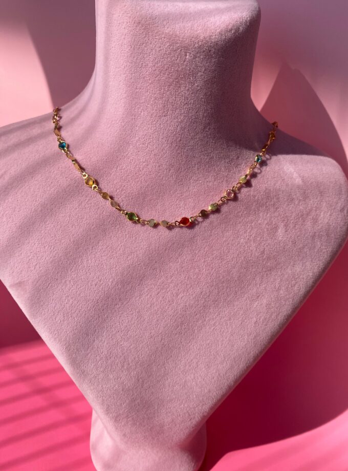 VIP Renkli Taşlı Tasarım Choker Kolye