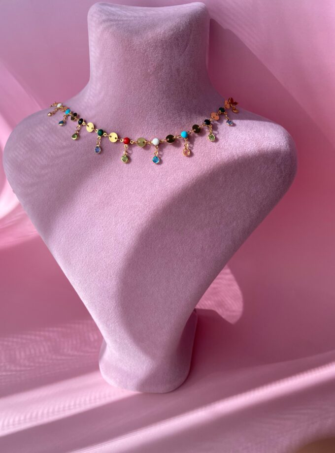 VIP Renkli Boncuk Choker Kolye