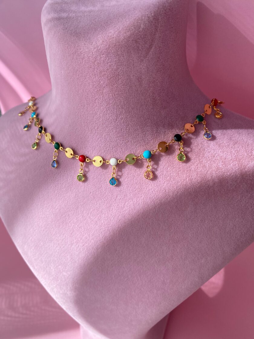 VIP Renkli Boncuk Choker Kolye - Görsel 2