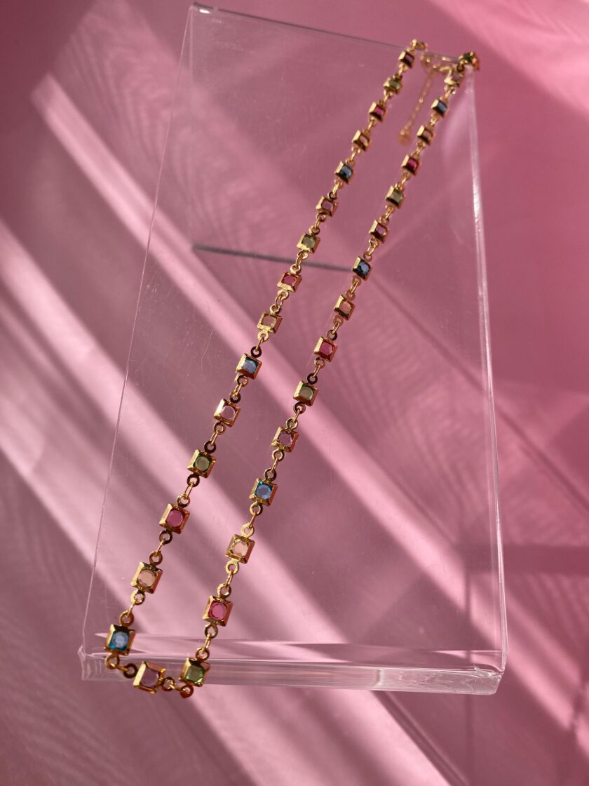 VIP Renkli Kare Choker Kolye - Görsel 6