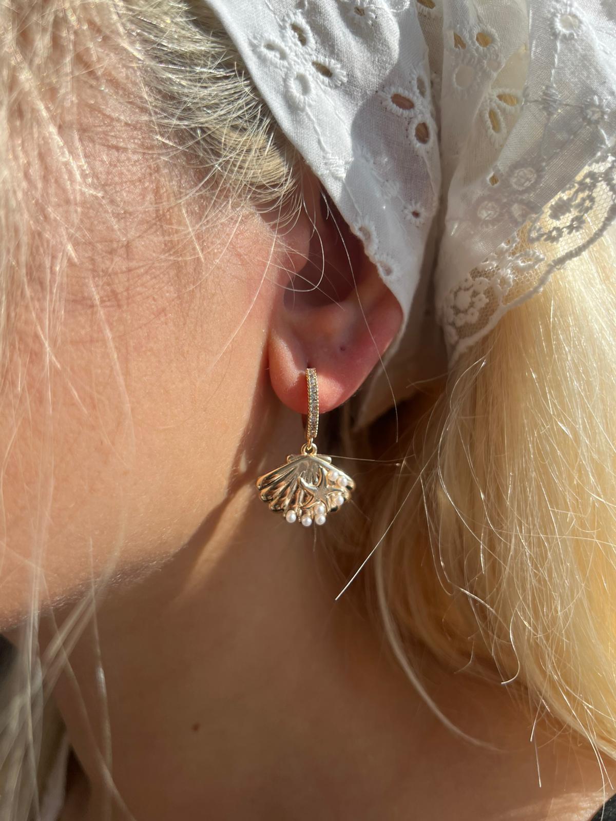 Çelik İncili İstiridye Küpe - Görsel 2